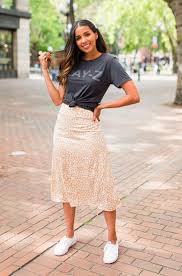 Wild Thing Satin Leopard Print Midi Skirt Shoprollick Com Graphic Tee And Midi Skirt Outfit I Casual Skirt Outfits Skirt And Sneakers Maxi Skirt Outfits