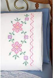 Large Flowers Pillowcases Stamped Cross Stitch Kit Needlepoint Pillow Kits Stamped Embroidery Kit Cross Stitch Patterns
