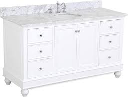My only cons with the piece itself the cheap faucet that came with it was a waste there is a faint discoloration mark on the marble top that. Amazon Com Bella 60 Inch Single Sink Bathroom Vanity Carrara White Includes White Cabinet With Do Single Sink Vanity Single Bathroom Vanity Bathroom Vanity