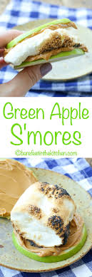 Green Apple S Mores Get The Recipe At Barefeetinthekitchen Com Green Apple Recipes Camping Dessert Recipes Green Apples Dessert