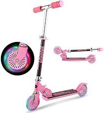 Beautiful Yuebo Kick Scooter For Kids With Led Light Up Wheels Adjustable Height Lightweight Folding Kids Scooters 2 Whe Kids Scooter Kick Scooter Led Lights