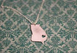 I Heart Georgia State Necklace Silver Georgia Necklace State Etsy Georgia Necklace My Heart State Necklace