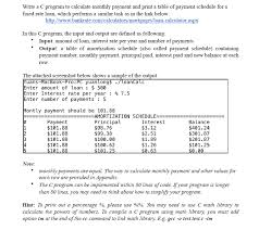 Write A C Program To Calculate Monthly Payment And