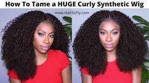 How To Tame A Huge Bushy Curly Wig Ft Sensationnel Danzie Www Hairs Curly Wigs Wigs Curly