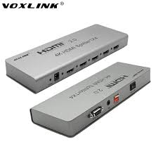 Voxlink Full Hd 1x4 Hdmi Splitter 4 Port Hub Repeater V2 0 3d 1080p 4k X 2k Support Ir Extension Hdcp 2 2 Edid Rs232
