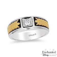 Enchanted Disney Men S 1 5 Ct Diamond Solitaire Crown Band In 14k Two Tone Gold Zales Diamond Solitaire Mens Wedding Bands Enchanted Disney Fine Jewelry