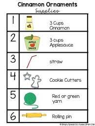 Visual Recipe Cinnamon Ornaments Freebie Visual Recipes Christmas Classroom Preschool Christmas
