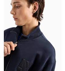 Armani Exchange Sweatshirt i fransk frotté marinblå