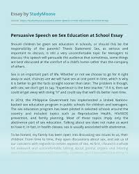 Persuasive Speech On Sex Education At School Free Essay Example