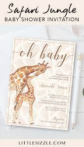 Oh Baby Baby Shower Invitation Template Giraffe Themed Giraffe Baby Shower Invitations Baby Shower Invitations Jungle Baby Shower Invites