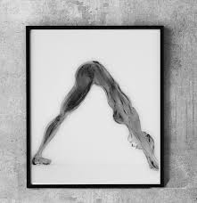 Yoga Print Abstract Black White Yoga Poster Downward Facing Dog Yoga Wall Art Yoga Decor Yoga