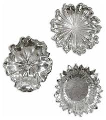 This circular flower can be hung horizontally or vertically. Silver Flowers Wall Art 3 Piece Set Contemporary Metal Wall Art By Lighting New York Houzz