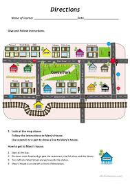 › printable map with driving directions. Give And Follow Directions On A Map English Esl Worksheets For Distance Learning And Physical Classrooms