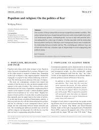 In some countries, including the united. Pdf Populism And Religion On The Politics Of Fear
