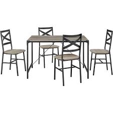 Metal dining table legs netflix shows. Walker Edison Rectangular Rustic Angle Iron Dining Table Set Of 5 Gray Wash Bb48waigw Best Buy