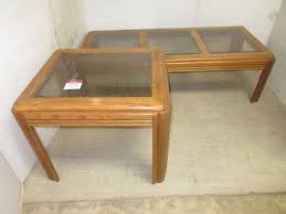 The assembly takes approximately 30 minutes. Albrecht Auctions Oak Coffee Table With Three Glass Inserts 54 W X 24 D X 16 H Oak Side Table With Glass Insert 26 W X 24 D X 22 H