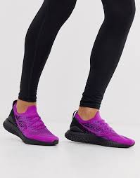 An updated flyknit upper contours to your foot with a minimal, supportive design. Nike Running Epic React Flyknit Sneakers In Purple Asos