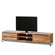 Tv Lowboard Valenje Ii Eiche Massiv Metall Eiche Schwarz Wohnzimmer Tv Hifi Mobel Tv Lowboards Braun Massi Tv Hifi Mobel Lowboard Tv Lowboard