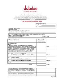 Do you wish to acknowledgement. Fillable Online Fire Insurance Proposal Travel Jubileegeneral Com Pk Fax Email Print Pdffiller