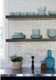 Tiling a kitchen or bathroom backsplash with subway tile is a very popular option. Iridescent Kitchen Backsplash Contemporary Kitchen Angie Hranowsky