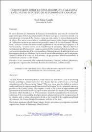 Estatuto de autonomía de canarias. Comentarios Sobre La Insularidad De La Graciosa En El Nuevo Estatuto De Autonomia De Canarias