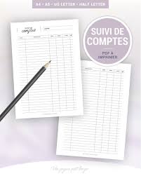 Suivi De Comptes A Imprimer Pour La Gestion Du Budget Et De La Comptabilite Insert En Francais Pour Planner A5 Et A4 Budget Planner Budget Planner Printable Expense Tracker