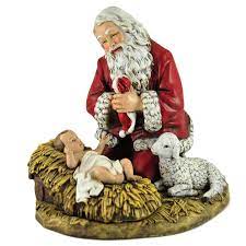 Loretto Chapel Rmn Kneeling Santa With Baby Jesus And Lamb