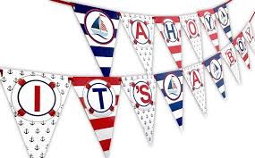 Amazon Com Ahoy It S A Boy Nautical Baby Shower Banner Pennant Toys Games