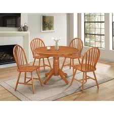 Here at country lane furniture we continue to offer a huge selection of rustic farmhouse and as well as modern dining tables. Farmhouse 5 Pc Country Style Solid Wood Round Dining Table Set Side Chair In Oak Walmart Com Walmart Com