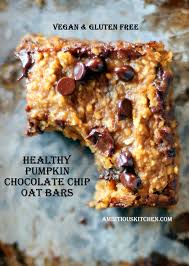 Healthy Pumpkin Chocolate Chip Oat Bars Ambitious Kitchen Recipe Pumpkin Recipes Healthy Pumpkin Bars Pumpkin Chocolate Chips