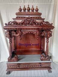 South Indian Style Teak Wooden Temple Set For Home Wooden Mandir Wooden Temple For Usa Uk Mandap Altar In 2021 Temple Design For Home Wooden Temple For Home Pooja Mandir