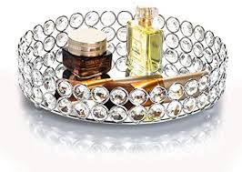 This georges looking tray is mirrored and is from durable silver plated material, easy to clean, hand. Amazon Com Feyarl Crystal Cosmetic Makeup Tray Jewelry Trinket Tray Organizer Vanity Tray Mirrored Decorative Tray Home Deco Dresser Perfume Skin Care Tray For Christmas Brithday Gift Round 10 Inch Silver Kitchen Dining