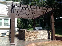 Custom Fiberglass Painted Pergola To Match Vintage Lantern Trex Deck Backyard Structures Pergola Backyard Projects