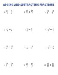 operations with fractions worksheet
