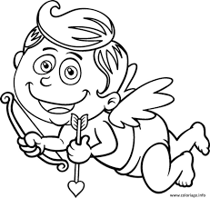 Sachez que tous nos dessins peuvent être imprimés ou téléchargés et sont adaptés aux enfants dès 2 ans. Coloriage Cupidon Content Saint Valentin Dessin St Valentin A Imprimer