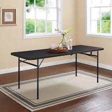 Mainstays 6 Foot Bi Fold Plastic Folding Table Black Walmart Com Wood Folding Table Folding Table Half Table
