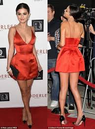 Selena Gomez Low Plunge Little Black Dress Mini Party Dress Cocktail Dress Short Red Prom Dresses Red Mini Dress Selena Gomez Red Dress
