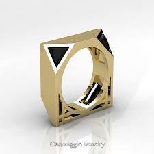 The ring has a total diamond weight of 1 carat. Mens Avant Garde 14k Yellow Gold 1 0 Ct Triangle Black Diamond Wedding Ring R349m2 14kygbd Caravaggio Jewelry