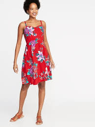 Old Navy Women S Fit Flare Printed Cami Dress Red Floral Size Xxl Womens Dresses Hot Dress Dresses