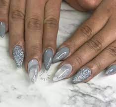 Almond Nails Gray Nails Marble Nails Glitter Nails Acrylic Nails Oval Acrylic Nails Trendy Nails Almond Nails Pink