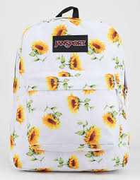 Black And White Floral Jansport Backpack Jansport Black Label Superbreak Sunflower Backpack Asst Sunflower 19 Cute Backpacks For School School Backpacks Cute School Bags