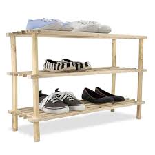 Home Basics Natural 3 Tier Wooden Shoe Rack Zapateras De Madera Estantes Para Zapatos Zapatero
