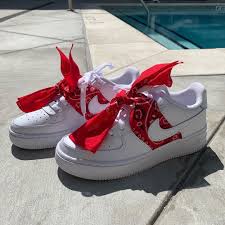 Black And White Bandana Air Force 1 Now Available Red Bandana Air Force 1s Red Bandana Shoes Cute Nike Shoes Nike Air Shoes