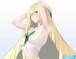 Pokemon Sun and Moon Hentai Lusamine Milf See Through Shirt Erect ...