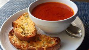 Fresh Tomato Soup With Crispy Cheese Toast Recipe Cheese Toast Crispy Cheese Fresh Tomato Soup