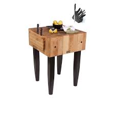 John Boos 24 Inch Butcher Block Table With Henckels 13 Piece Knife Set Boos Butcher Block Butcher Block Tables Maple Butcher Block