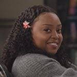 WornOnTV: Barbara's printed top and burgundy vest