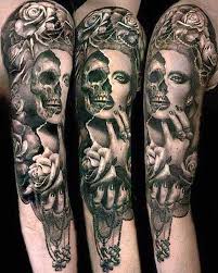 Brighter color in tattoo art has been a great addition to sleeve tattoos. Half Sleeve Skull Tattoos Novocom Top