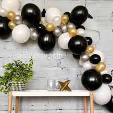 Backdrop Black And Gold Diy Party Decorations Balloon Garland Kit Diy Balloon Garland Black Gold Etsy Black Gold Party Gold Graduation Party Black And Gold Party Decorations