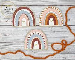 Customer Asked For Boho Rainbow Pumpkin Cookies Very Happy With How They Turned Out And How They Looked In 2021 Rainbow Cookies Boho Rainbow Rainbow Birthday Cake